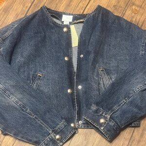 Denim Button-Up Jacket in Dark Blue
